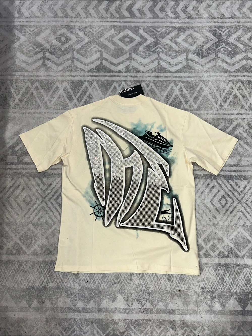 Men’s Cream Graphic Tee - Angel Wave Print